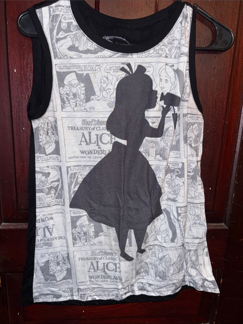 Disney Girls' Black & White Alice Silhouette Tank Dress
